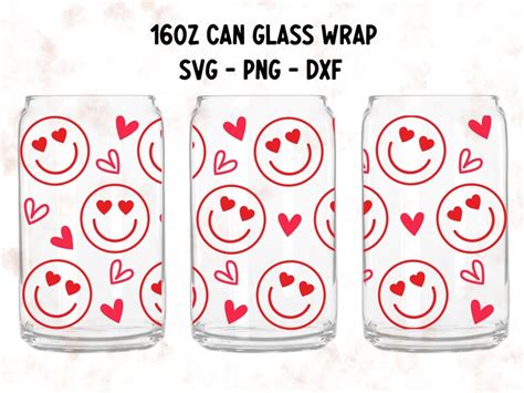 Valentine Libbey Glass Svg Smile Face Glass Can Wrap Heart Etsy