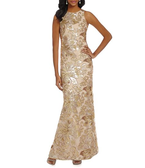 Belle Badgley Mischka Floral Sequin Gown Dillards