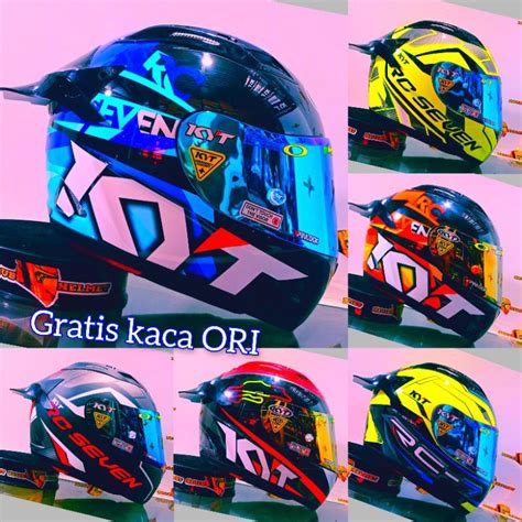 Jual Helm Full Face Kyt Rc Seven Black White Blue Kaca Gold Paket