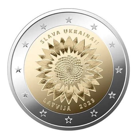 Lettonie Piece Euro Commemorative Tournesol Ukrainien Neuve