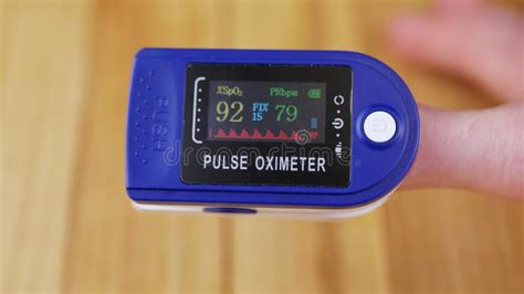 Woman Measures Pulse And Oxygen Saturation Using A Pulse Oximeter At