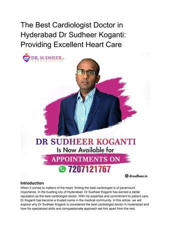 Cardiologist In Hyderabad Dr Sudheer Koganti By Dr Sudheer Koganti