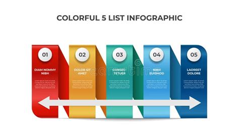 List Diagram With 5 Points Infographic Element Layout Template Vector