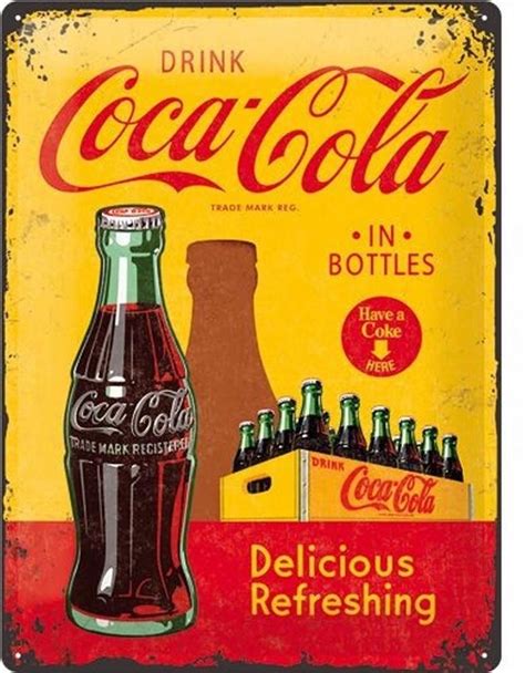 Coca Cola Yellow In Bottles Retro Reclame Wandbord Reclamebord