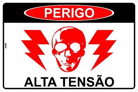 Placa de Sinalização Perigo Alta Tensão Energia elétrica Look Placas