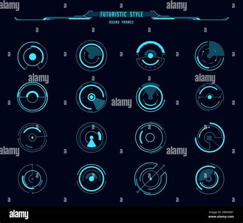 Hud Futuristic Digital Round Frames Vector Borders Of Monitor Interface Aim And Target Control