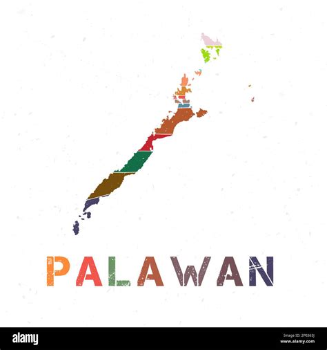 Diseño de mapa Palawan Forma de la isla con hermosas ondas geométricas