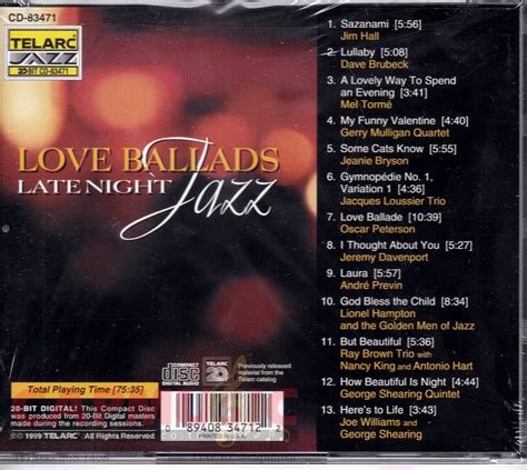 Cd Various Artists Telarc Love Ballads Late Night Jazz Capmusic