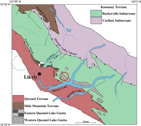 Geological Map Of Associated Terranes Slide Mountain Quesnel And