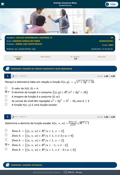 Prova Av 2021 1 Cálculo Diferencial E Integral Ii Cálculo