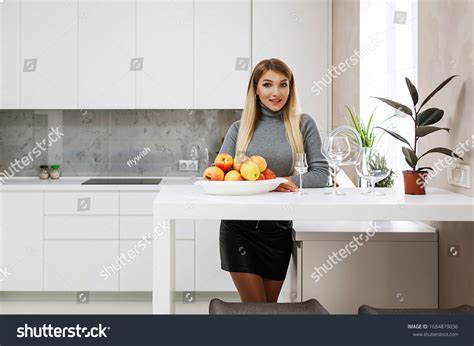 Attractive Blonde Cooking Dinner Kitchen Stock Photo Shutterstock