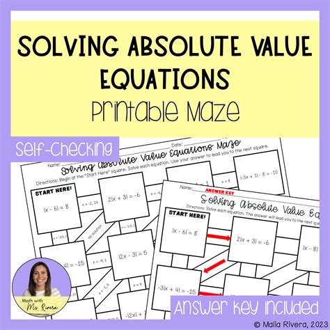 Solving Absolute Value Equations Maze Worksheet Made By Teachers Worksheets Library