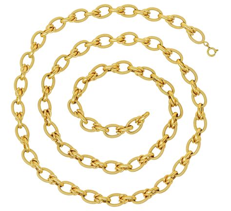 1990s Vintage Italian 18 Karat Gold 40 Inch Large Link Necklace