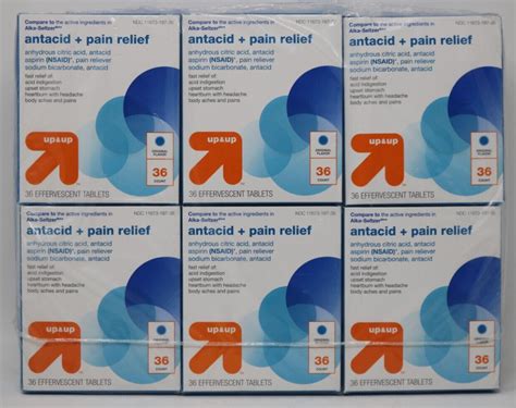 Up And Up Effervescent Antacid And Pain Relief Tablets 36ct Per Box Lot