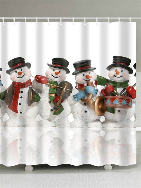 [41% OFF] 2020 Waterproof Christmas Snowman Printed Bathroom Shower Curtain In COLORMIX | DressLily