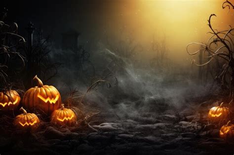 Premium Ai Image Fantastic Halloween Themed Pumpkins Background