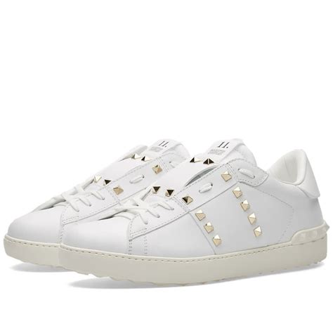 Valentino Open Rock Stud Sneaker White And Gold End Us