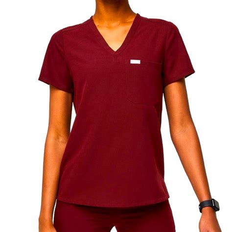 Figs Other Figs Burgundy Catarina Scrub Top Scrunchy Band High