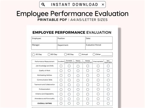 Employee Performance Evaluation Template, Employee Performance Review ...