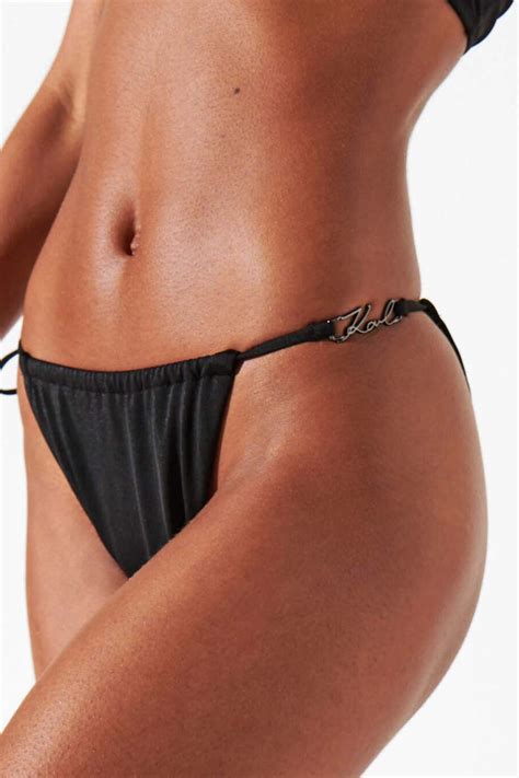 Bikini Bottom Karl Dna Glam String Bottoms 241W2210 999 black Μαύρο L