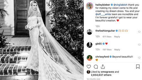 Hailey Bieber S Virgil Abloh Off White Wedding Gown Is Good