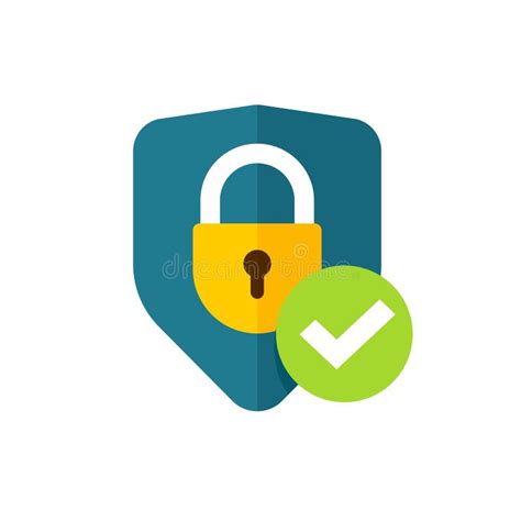 Secure Icon With Lock Shield And Check Mark As Flat Logo Design As