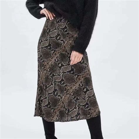 Zara Skirts Zara Trf Collection Snake Print Midi Skirt Poshmark