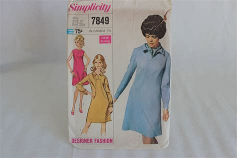 Vintage Simplicity Sewing Pattern 7849 Mod 1960 S Dress Etsy