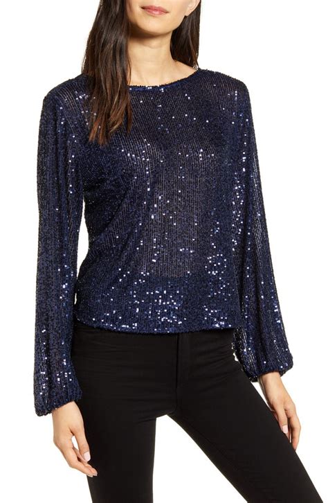 Chelsea28 Sequin Long Sleeve Top Nordstrom