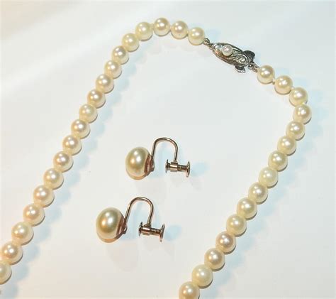 Sold Price Vintage Pearl Necklace Mikimoto Gold Pearl Earrings