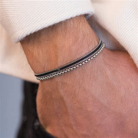 Mens Bracelet Mens Silver Bracelets Mens Etsy