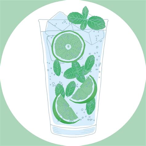 Premium Vector Mojito Cocktail Vector Illustration