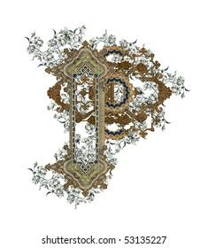 Luxuriously Illustrated Old Capital Letter P Stock Illustration