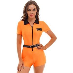 Tiaobug Costume Da Carcerata Arancione Vestito Halloween Donne Sexy