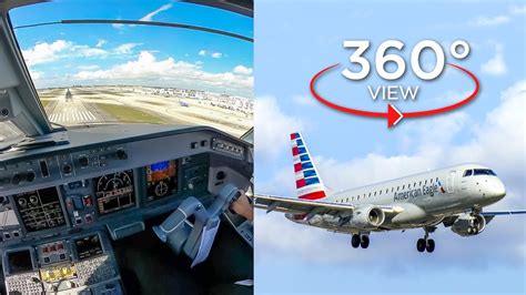 360° VR Pilot View | Landing RWY 30 Miami | American Eagle E-175 - YouTube