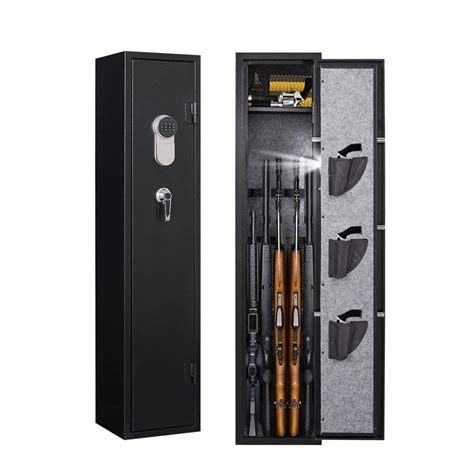 Long Gun Safe for Rifle Shotgun, Quick Access 5-Gun Storage Cabinet ...