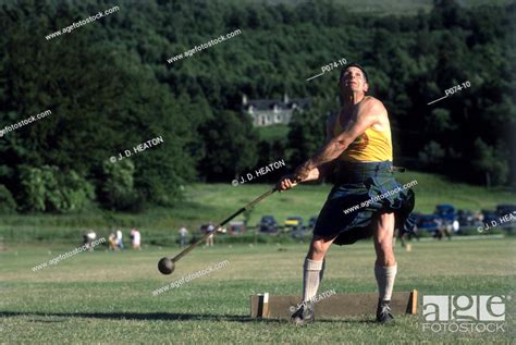 Scotland Highland Games Throwing The Hammer Stock Photo Picture And