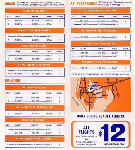 Air Florida Timetables - Sunshine Skies