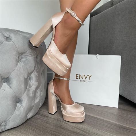 Envy Shoes On Instagram Saturday Night Vibes The Nikita Diamante Nude Satin Platform Nude