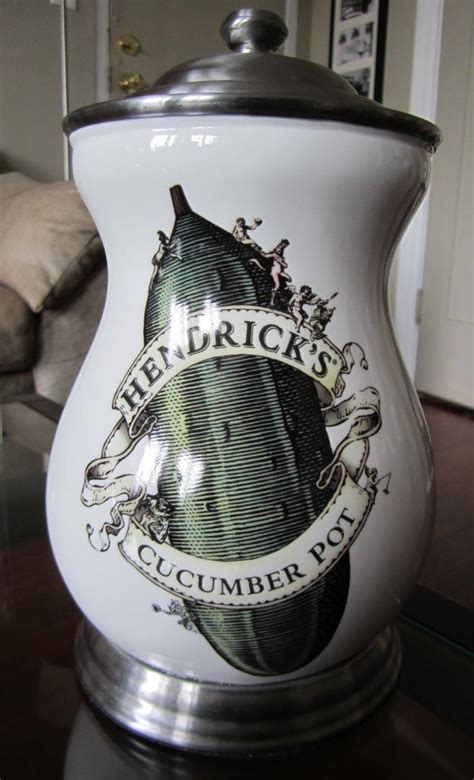 Hendricks Gin Vintage Porcelain Vase Cucumber Pickle Pot Utensil