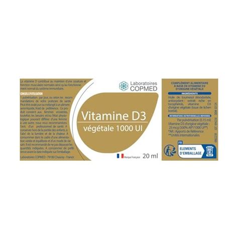 LABORATOIRES COPMED Vitamine D3 végétale 1000 UI Complément ali