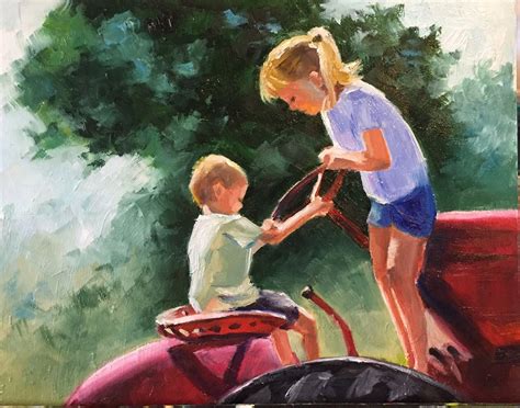 Kathy Jurek: Oil Painting Kids on Tractor