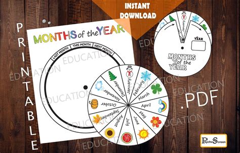 Months Of The Year Preschool Activity Printable Wheel Etsy Canada In