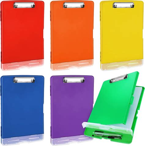 Amazon Crtiin 6 Pcs Plastic Clipboard With Storage Colored A4