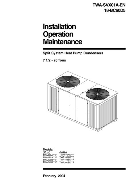 Trane Heat Pump Wiring Diagram Schematic