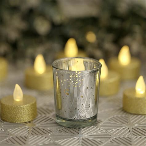 12 Pack Silver Mercury Glass Candle Holders Votive Tea Light Etsy