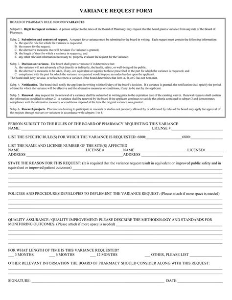 Variance Request Form Fill Out Printable PDF Forms Online