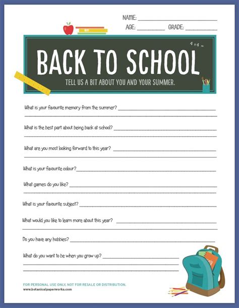 {free printable} Back-To-School Worksheet | Okul danışmanlığı, Okul, Eğitim