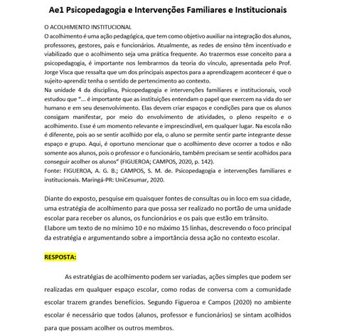 AE1 Psicopedagogia e Intervenções Familiares e Institucionais Normas