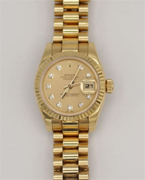 Lot A Lady S Rolex Oyster Perpetual Datejust 18kt Yellow Gold Diamond